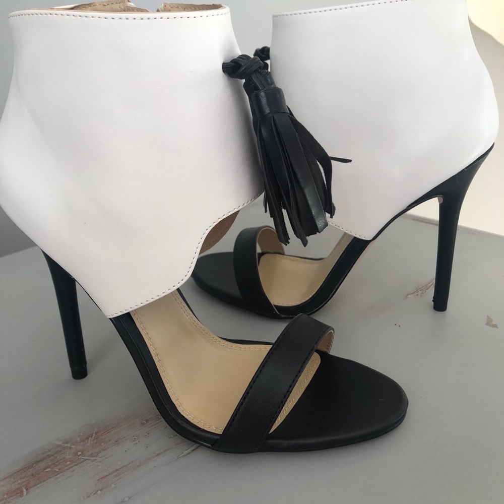 Black and white high heels